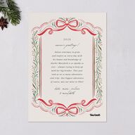 Whimsical Holiday Bow with Garland Holiday Cards Ruby Signature Blank Portrait  Standard