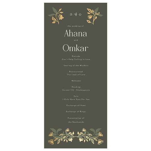 Rustic Nouveau Wedding Programs Gold Hunter Green Signature
