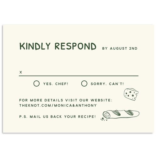 Hand Drawn Recipe Wedding Response Cards Dark Camo Signature Standard