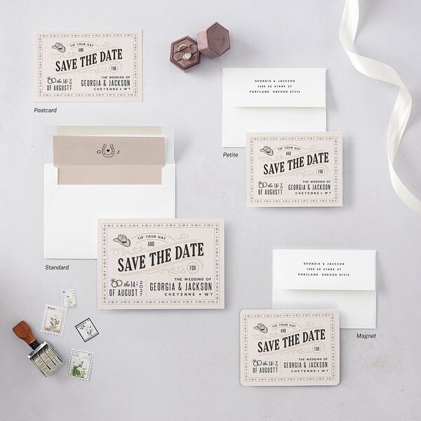 Western I Do BBQ Save The Date Magnets Taupe Magnet Paper