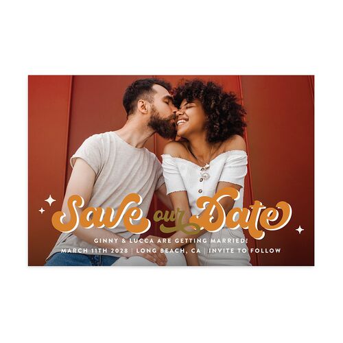 Disco Love Save the Date Postcards Umber