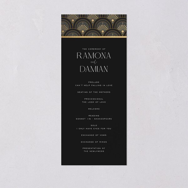 Modern Deco Wedding Programs Gold Charcoal Signature