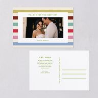 Eclectic Vintage Stripes Thank You Postcards Linen