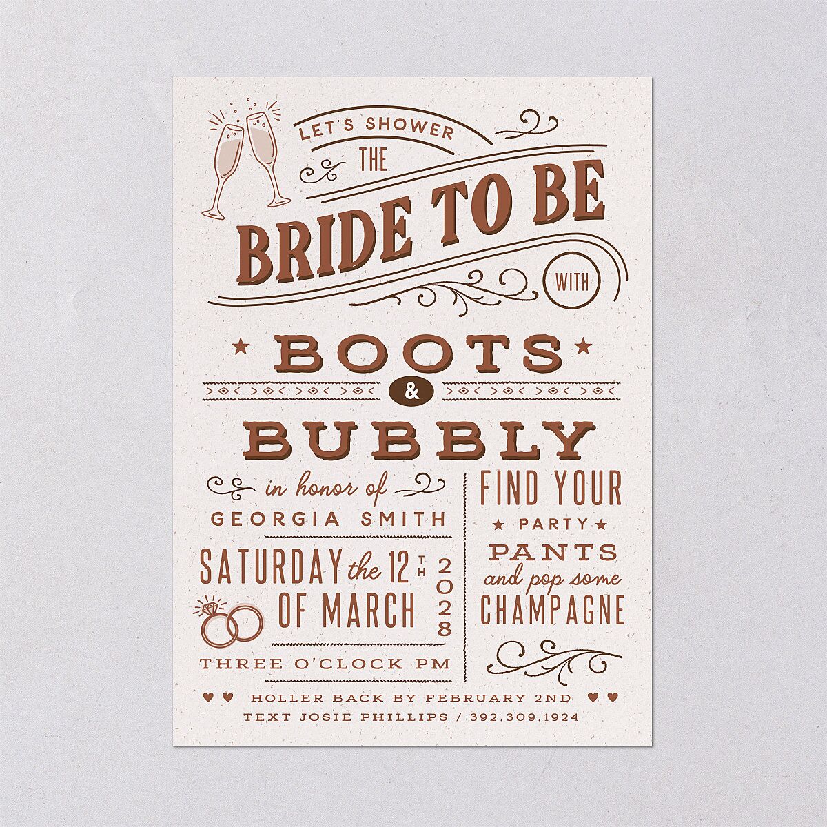 Western I Do BBQ Bridal Shower Invitations Saddle Signature Blank Standard