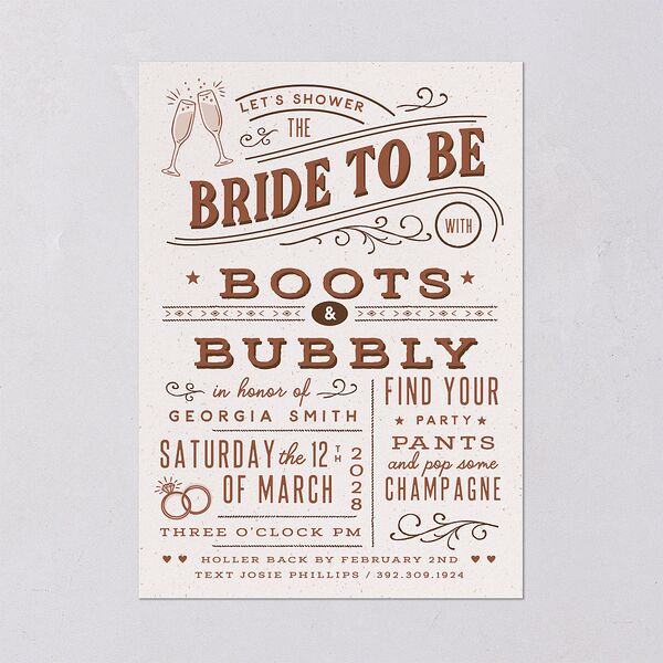 Western I Do BBQ Bridal Shower Invitations Saddle Signature Blank Standard