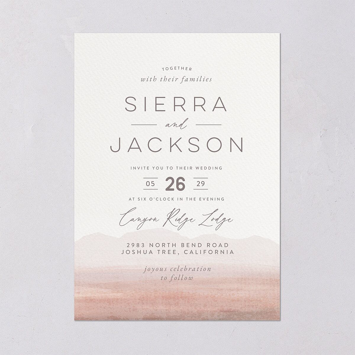Painted Desert Wedding Invitations Dusty Rose Signature Blank No Standard
