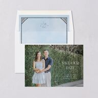 Church Stained Glass Save the Date Cards Moody Blue Signature smooth Blank No Standard