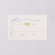 Modern Delicate Bows All-in-One Wedding Invitations Peridot Signature Light Both Recipient and Return Addresses No