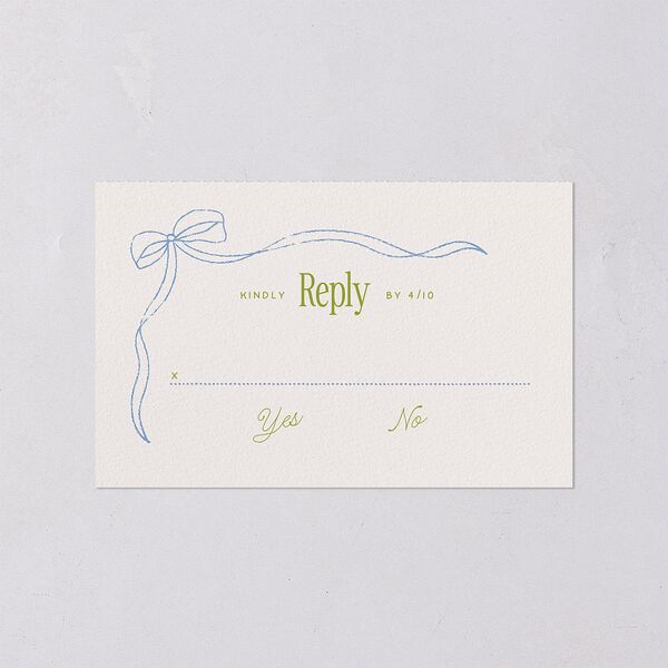 Modern Delicate Bows All-in-One Wedding Invitations Peridot Signature Light Both Recipient and Return Addresses No