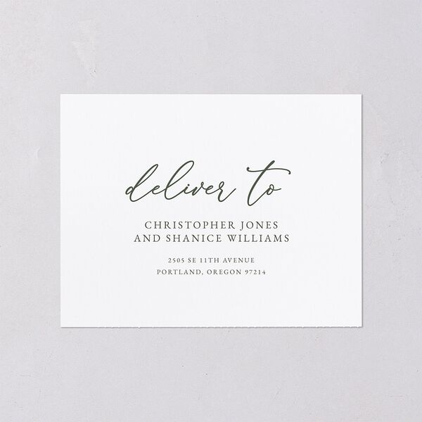 Romantic Photo All-in-One Wedding Invitations Hunter Green Signature Light Both Recipient and Return Addresses No