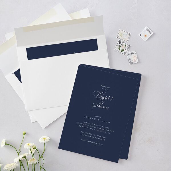 Formal Nautical Bridal Shower Invitations Moody Blue Signature Blank Standard