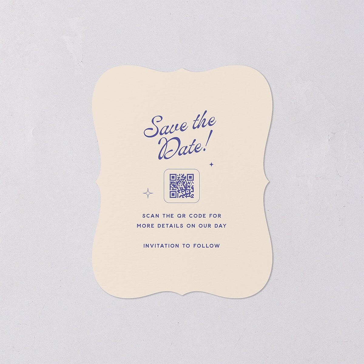 Retro Typography Photo Save the Date Petite Cards Sapphire Signature smooth Blank No Bracket