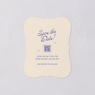 Retro Typography Photo Save the Date Petite Cards Sapphire Signature smooth Blank No Bracket
