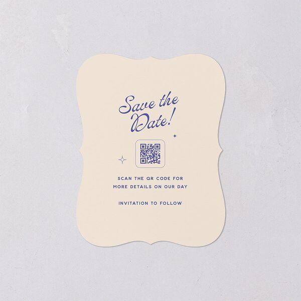 Retro Typography Photo Save the Date Petite Cards Sapphire Signature smooth Blank No Bracket
