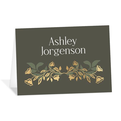 Rustic Nouveau Place Cards Gold Hunter Green Signature