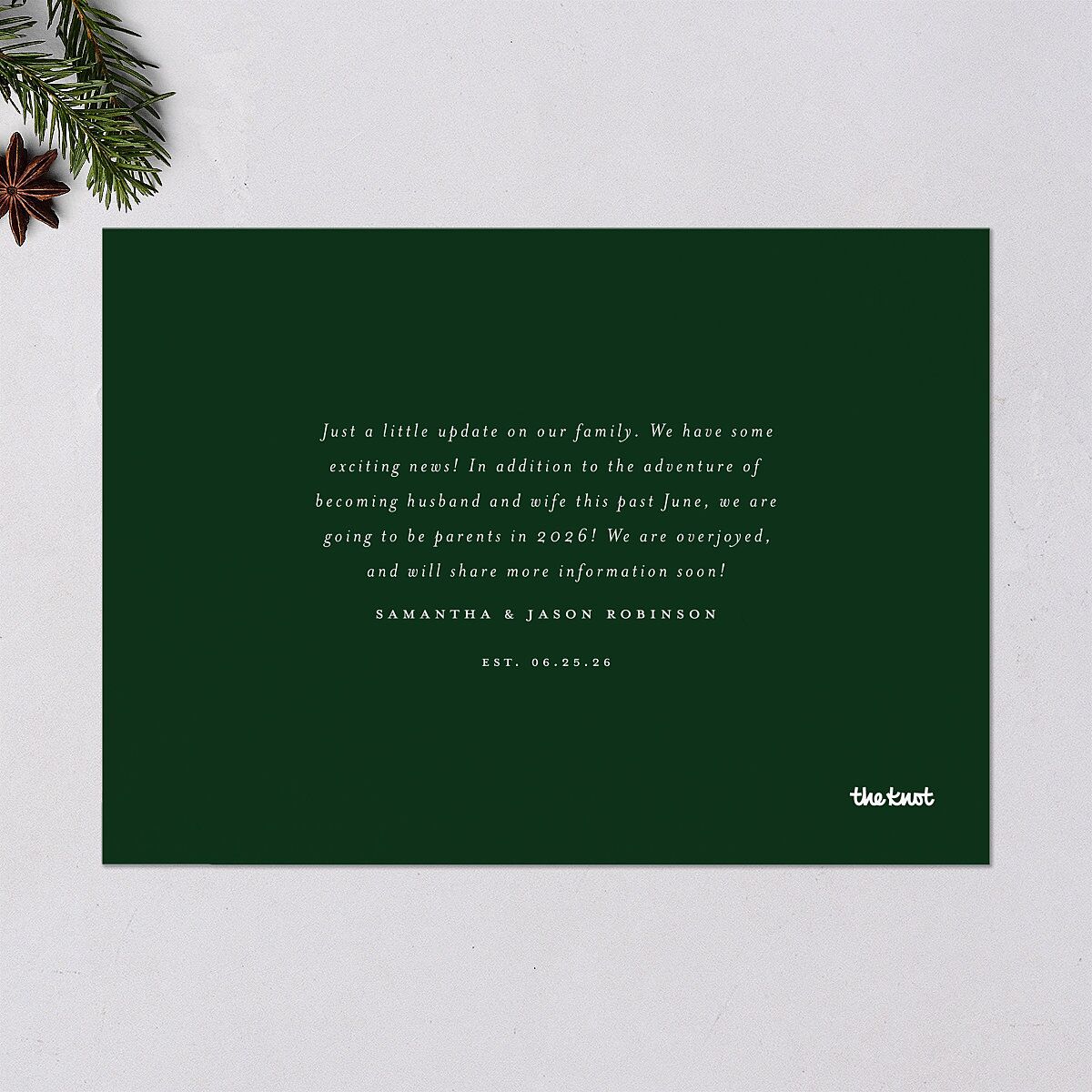 Just Married Christmas Holiday Cards Gold Jewel Red Signature Blank Standard Landscape