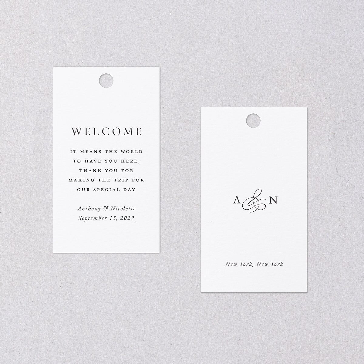 Elegant Photo Monogram Favor Gift Tags Pure White Signature