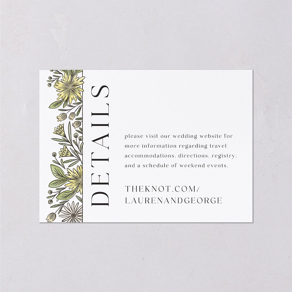Timeless Wildflowers Wedding Event Detail Cards Pear Signature Standard