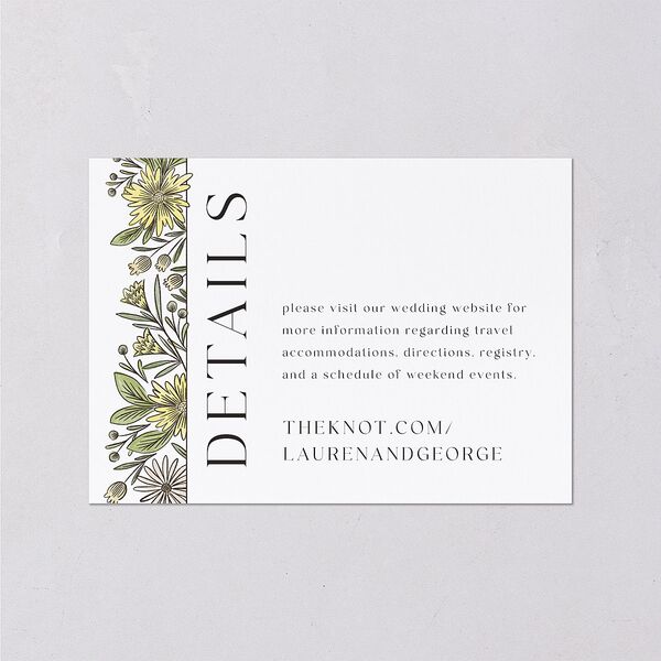 Timeless Wildflowers Wedding Event Detail Cards Pear Signature Standard