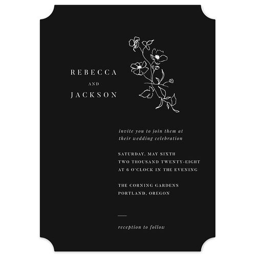 Elegant Minimal Wedding Invitations Charcoal Signature Blank No Ticket