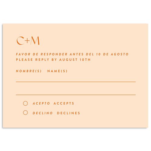 Santa Cruz Wedding Response Cards Tangerine Signature