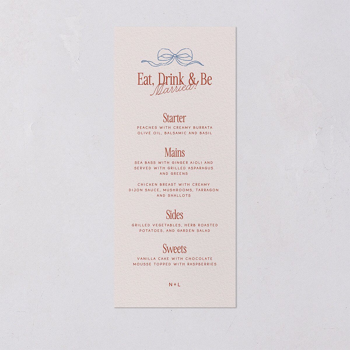 Modern Delicate Bows Menus Jewel Red Signature