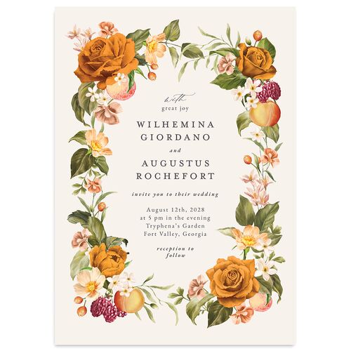 Botanical Citrus Garden Wedding Invitations Raw Sienna Signature Blank No Standard