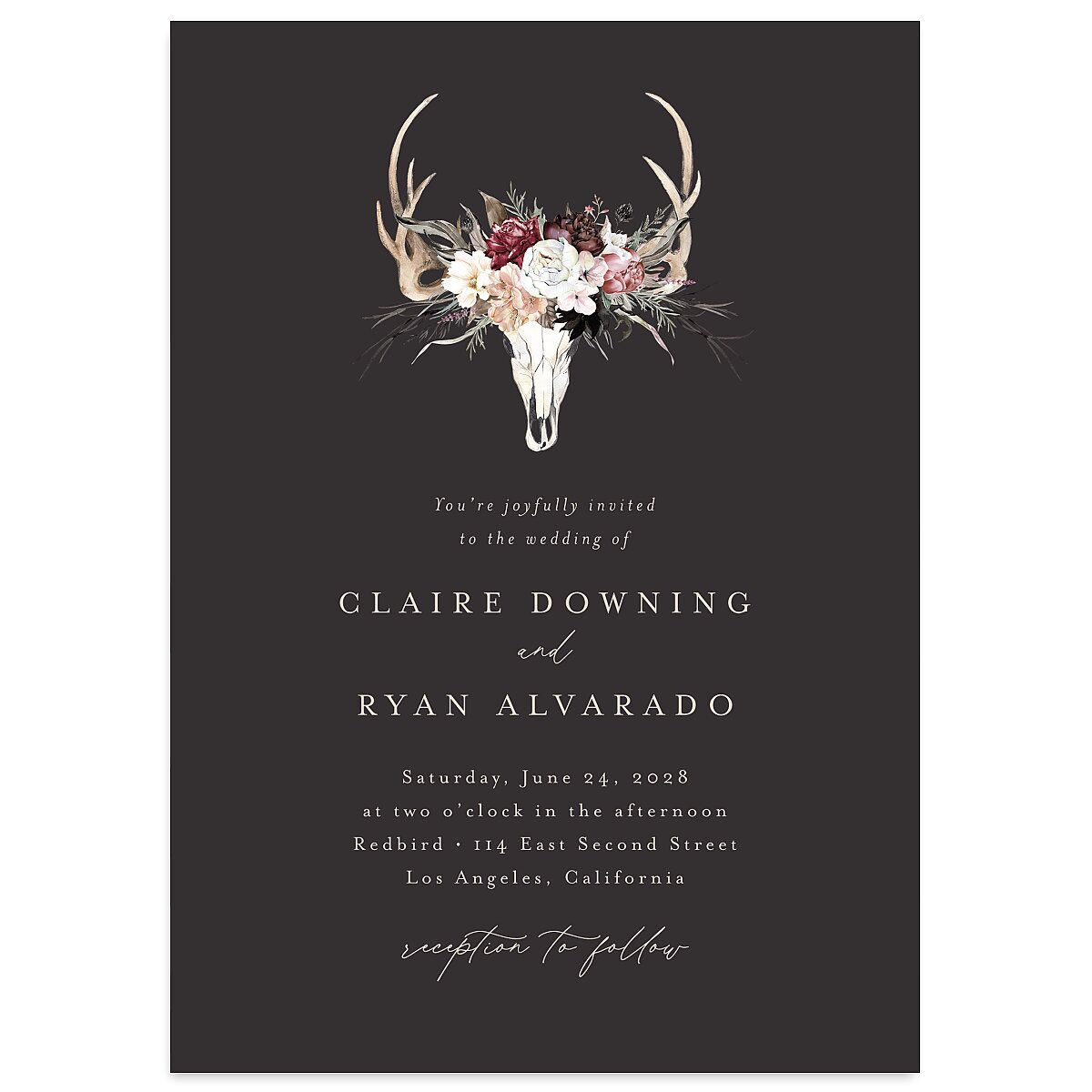Gothic Antlers Wedding Invitations