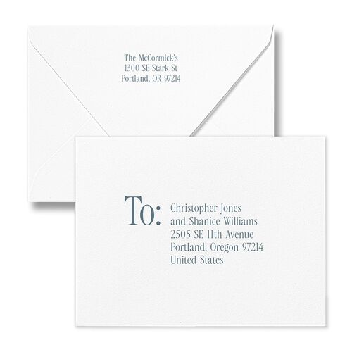 Timeless Happy Holiday Photo Thank You Card Euro Envelopes White Pastel Blue Both Recipient and Return Addresses Luxe Signature