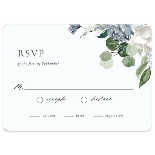Timeless Bouquet Wedding Response Cards Dusty Blue Signature Rounded