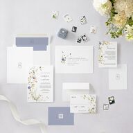 Glistening Wildflower Foil Wedding Invitations Gold Pure White Signature Blank No Standard