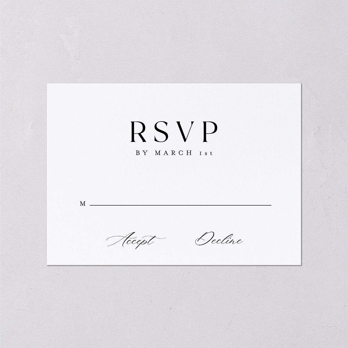 Timeless Typography Wedding Response Cards Pure White Signature Standard