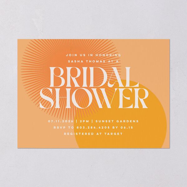 Retro Sunburst Bridal Shower Invitations Pumpkin Signature Blank