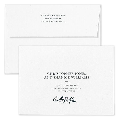 Nouveau Frame Wedding Invitation Envelopes White Dark Night Both Recipient and Return Addresses Standard Signature