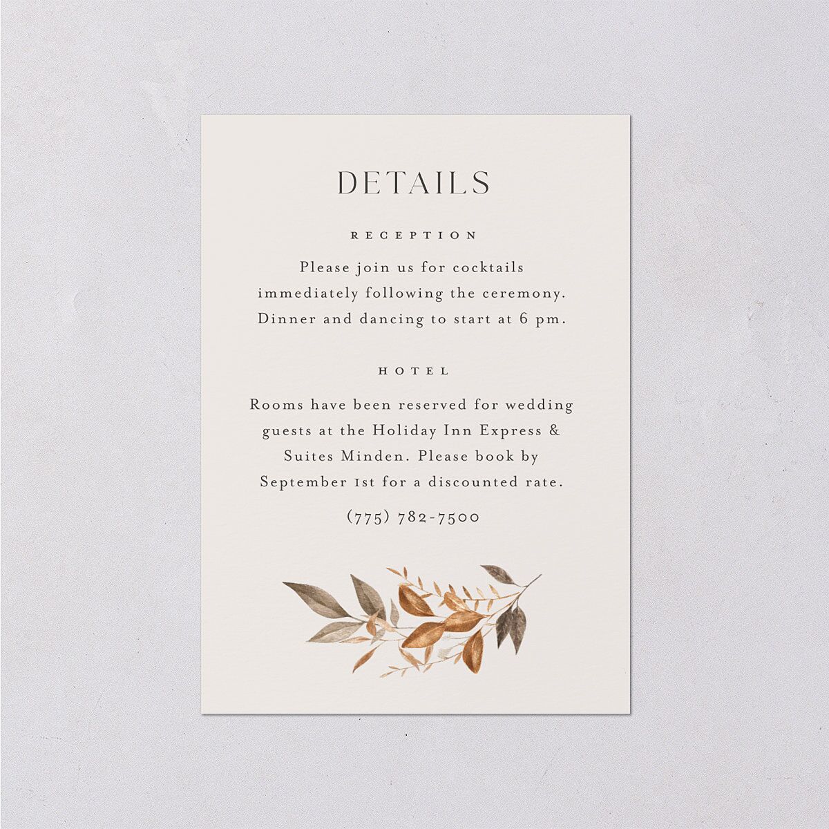 Leafy Rustic Monogram Wedding Enclosure Cards Cotton Signature
