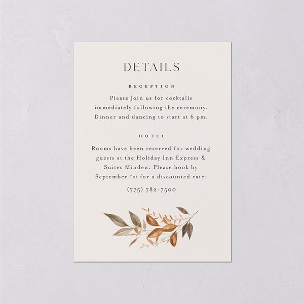 Leafy Rustic Monogram Wedding Enclosure Cards Cotton Signature