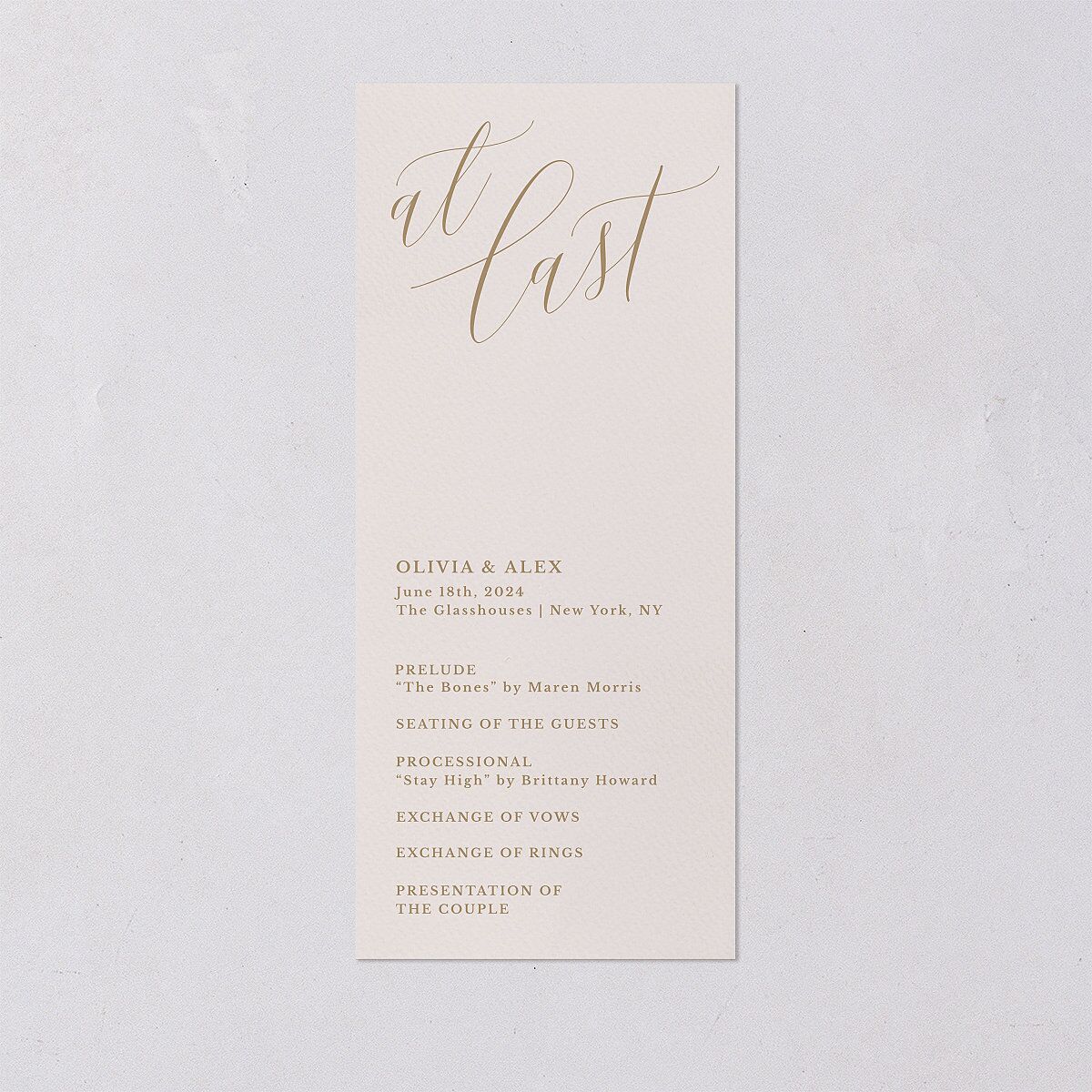 At Last Wedding Programs Linen Signature