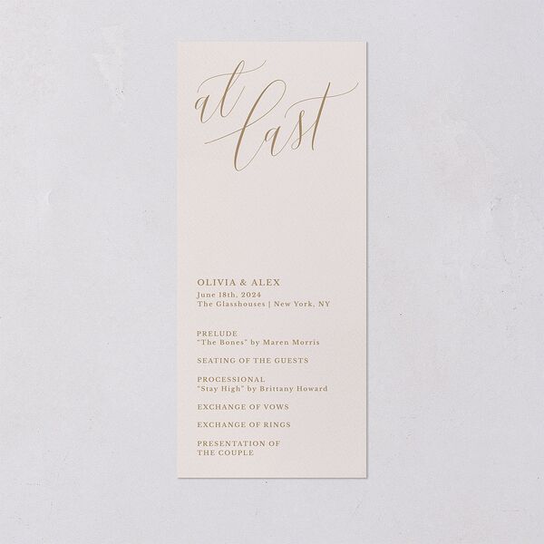 At Last Wedding Programs Linen Signature