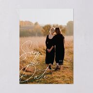 Corner Script Save The Date Cards Charcoal Signature smooth Blank No Standard