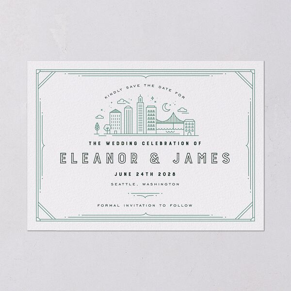 Iconic City Save the Date Cards Tide Pool Signature smooth Blank No Standard