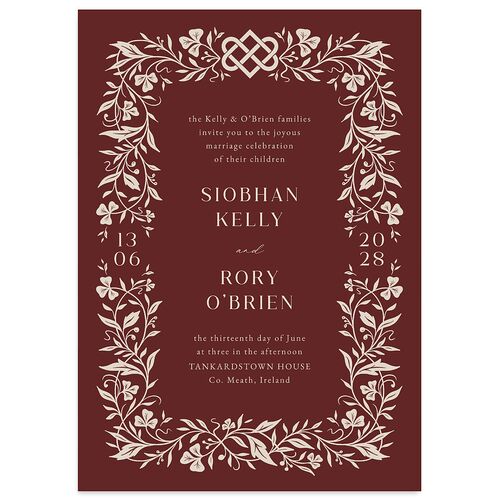 Celtic Knot Wedding Invitations Merlot Signature Blank No Standard