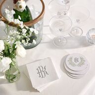 Luxury Floral Monogram Cocktail Napkins Cotton Napkin Uncoined