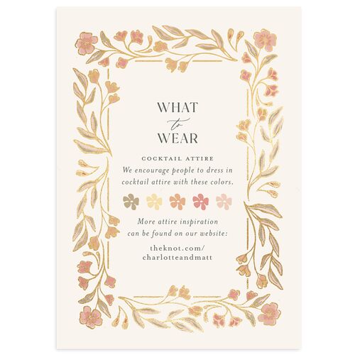 Botanical Textile Foil Wedding Attire Cards Gold Ivory Signature Standard
