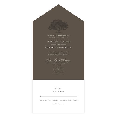 Southern Oak Tree All-in-One Wedding Invitations Falcon Signature Light Both Recipient and Return Addresses No