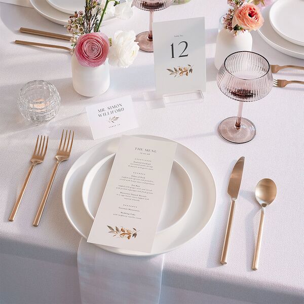 Leafy Rustic Monogram Place Cards Cotton Signature