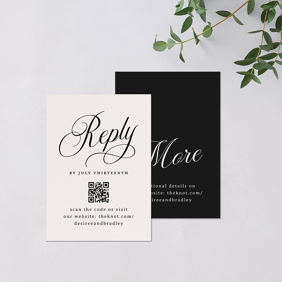 Elegant Hollywood Calligraphy QR Code RSVP Cards Linen Signature Standard