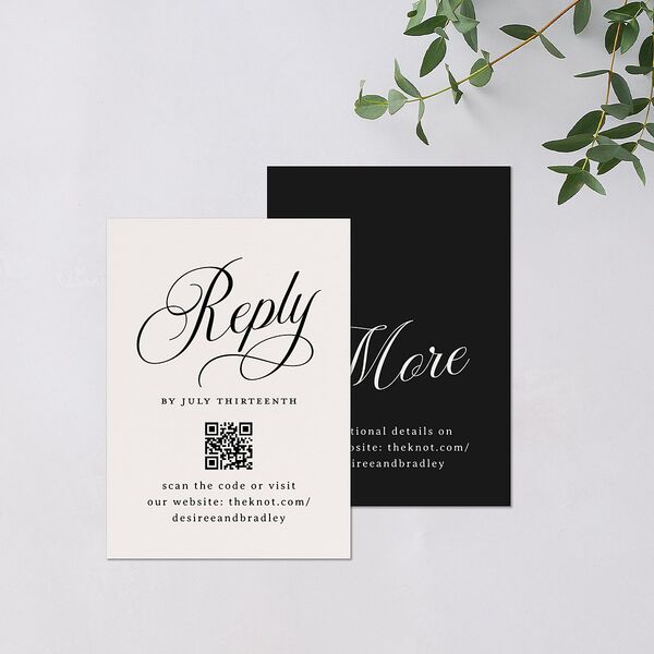 Elegant Hollywood Calligraphy QR Code RSVP Cards Linen Signature Standard