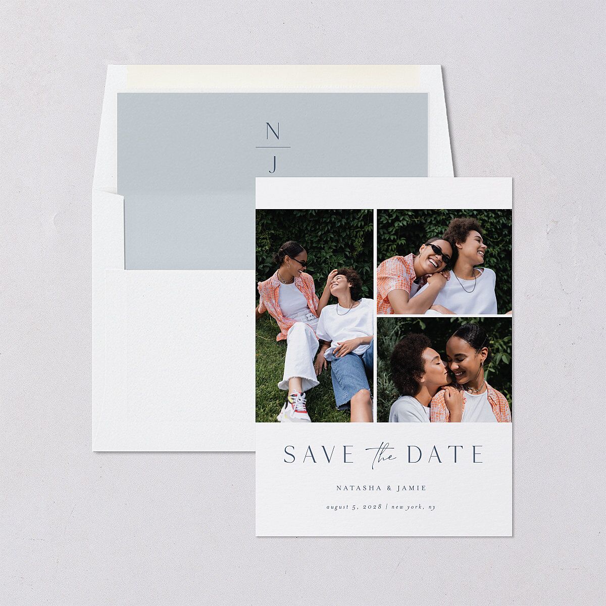 Simple Gallery Save the Date Cards French Blue Signature smooth Blank No
