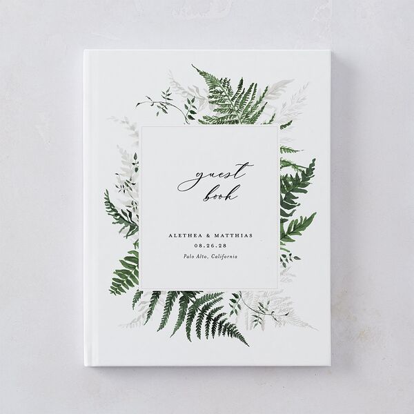 Woodsy Ferns Wedding Guest Book Scottish Green