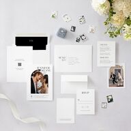 Modern Arch Photo Wedding Invitations Pure White No Signature Blank Standard